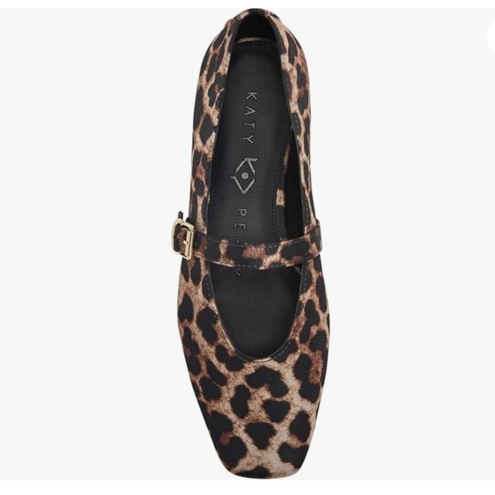 NEW Katy Perry Size 5.5 Evie Mary Janes Flats Leopard Print Animal Coffee KP3264